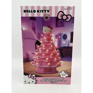 New Hello Kitty Ceramic Christmas Tree with Lights PINK 11" Light-Up Large